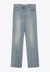 Valentino Logo Patch Straight-leg Faded Jeans In Blue