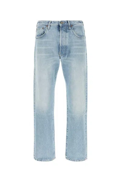 Valentino Logo Patch Straight Leg Jeans In Denimblulavchiaro