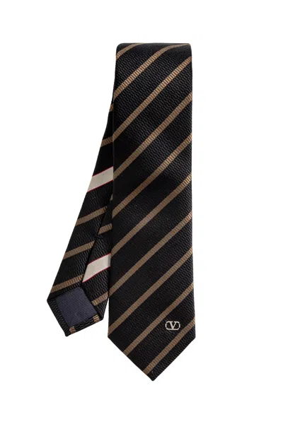 Valentino Garavani Valentino Logo Patch Striped Tie In Multi