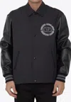Valentino Track Jacket With Leather Sleeves And Patches In Black