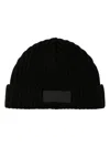 Valentino Logo-patch Virgin Wool Beanie In Black