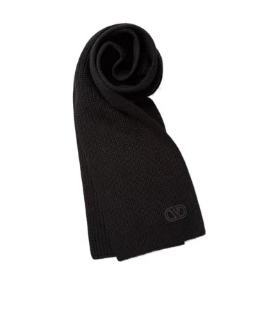 Valentino Garavani Vlogo Signature Wool Scarf In Black