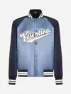 Valentino Logo-patch Viscose And Cotton Bomber Jacket In 7na