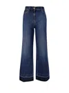 VALENTINO VALENTINO LOGO PATCH WIDE LEG JEANS