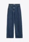 Valentino Logo-patch Wide-leg Jeans In Blue