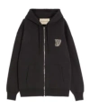 Valentino Garavani Brushed Cotton Hoodie With Vg Patch In Black