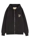 Valentino Garavani Brushed Cotton Hoodie With Vg Patch In Black