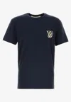 Valentino Garavani Logo-embroidered Cotton T-shirt In Blue