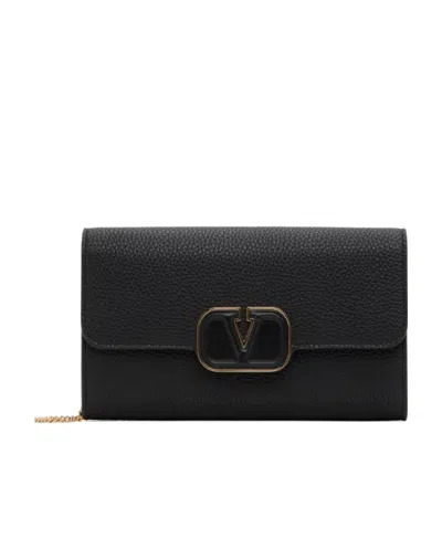 Valentino Garavani Logo Pattern Shoulder Bag In Black