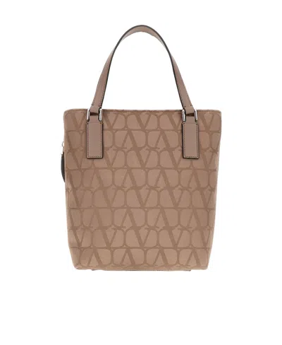 Valentino Garavani Logo Pattern Shoulder Bag In Brown