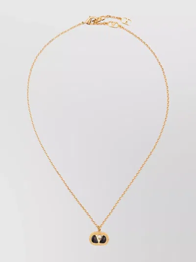 Valentino Garavani Logo Pendant Chain-link Necklace In Gold