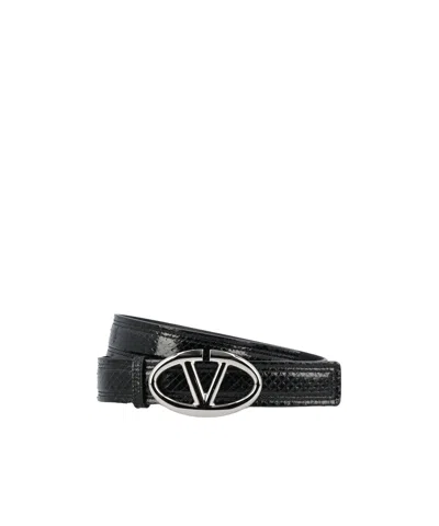 Valentino Garavani Valentino Logo Plaque Belt In Black