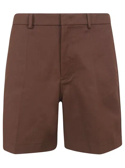 Valentino Logo Plaque Bermuda Shorts In Brown