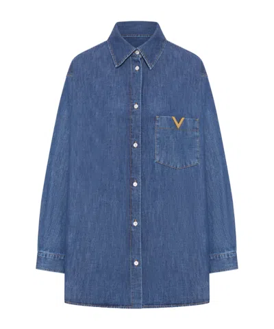 Valentino Long-sleeved Shirt In Blue