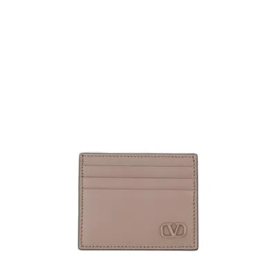 Valentino Garavani Valentino Logo Plaque Cardholder In Brown