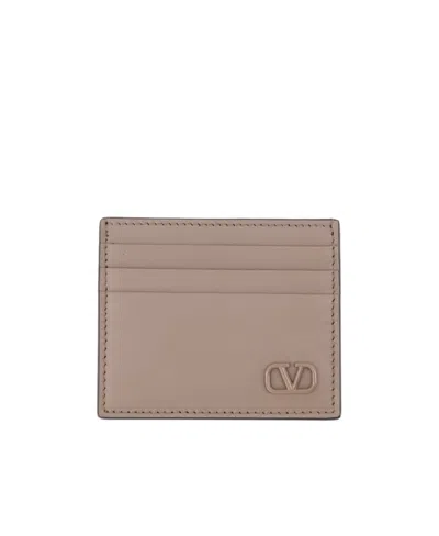 Valentino Garavani Valentino Logo Plaque Cardholder In Nude