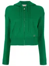 Valentino Logo-plaque Cashmere Hoodie In Green