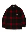 Valentino Logo Plaque Check-patterned Jacket In Black