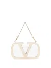 Valentino Logo-plaque Clear Clutch In Metallic