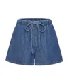 Valentino Drawstring Denim Shorts In Blue