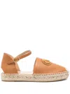 Valentino Leather Espadrillas In Neutrals