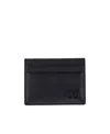 Valentino Logo-plaque Leather Cardholder In Black