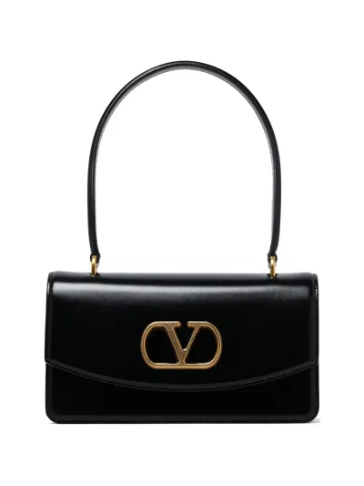 Valentino Garavani Vain Vlogo Leather Top-handle Bag In Black