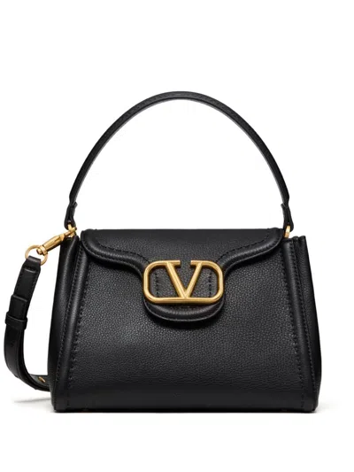 Valentino Garavani Elegant Mini Top Handle Handbag With Gold-tone Details In Black