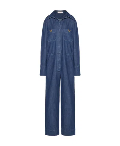 Valentino Jumpsuit Aus Denim Chambray Frau Denim 42 In Blue