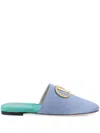 Valentino Logo-plaque Mules In Blue