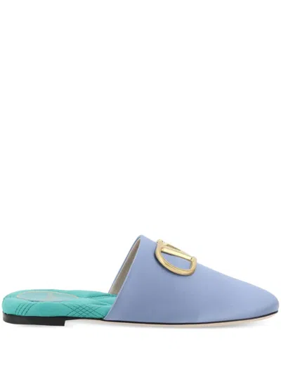 Valentino Garavani Logo-plaque Mules In Blue