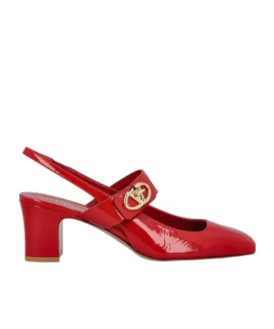 Valentino Garavani Vlogo Locker 60 Mary-jane Slingback Pumps In Patent Leather In Red V