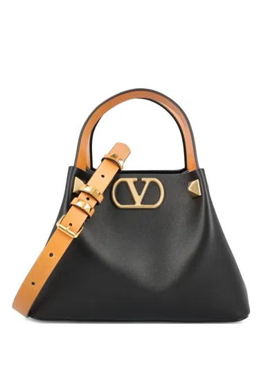 Valentino Garavani Logo-plaque Studded-embellishment Tote Bag In Black