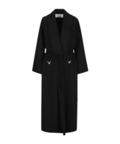 Valentino V Gold Coat In Black