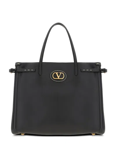 Valentino Garavani Logo-plaque Tote Bag In Black