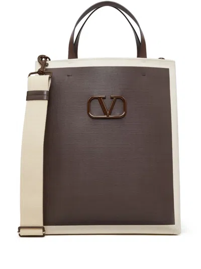 Valentino Garavani Valentino Vlogo Signature Canvas Tote In Brown