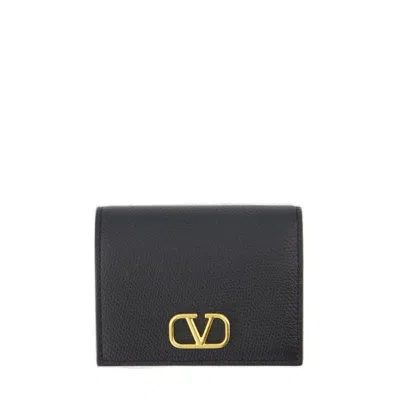 Valentino Garavani Valentino Logo Plaque Wallet In Black