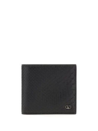 Valentino Garavani Logo-plaque Wallet In Black