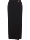 Valentino Logo-plaque Wool Pencil Skirt In Black