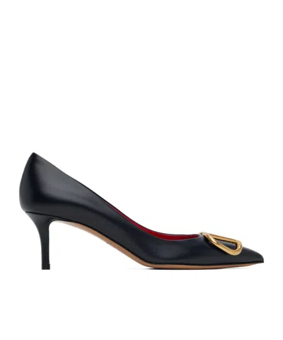 Valentino Garavani Logo Pointed High-heeled Single-layer Shoes In Black