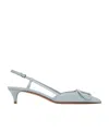 Valentino Vlogo Signature Patent Leather Slingback Pumps In Gray