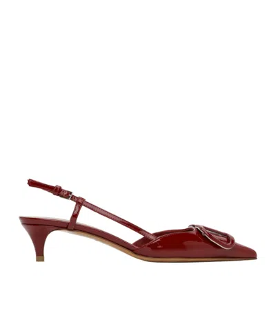 Valentino Garavani Red Vlogo Signature Slingback Heels In Y9q Deep Scarlet