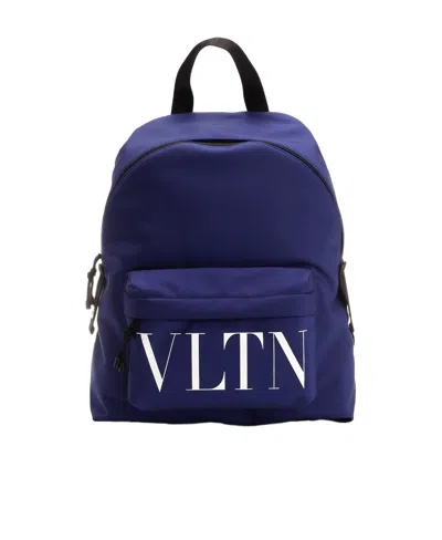Valentino Garavani Logo-print Backpack In Blue