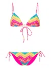 Valentino Chevron Lycra Bikini 24 Woman Multicolour M In Pink