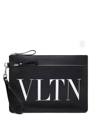 Valentino Garavani Logo-print Clutch Bag In Black