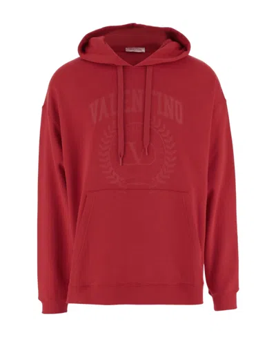 Valentino Logo-print Cotton Hoodie In Red