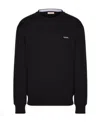Valentino Felpa Girocollo In Cotone Con Logo Frontale In Black