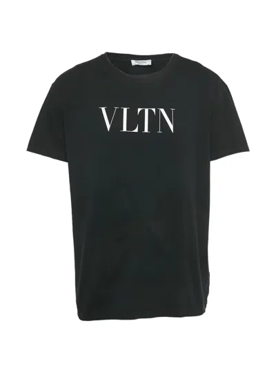 Pre-owned Valentino Logo-print Cotton T-shirt In Black