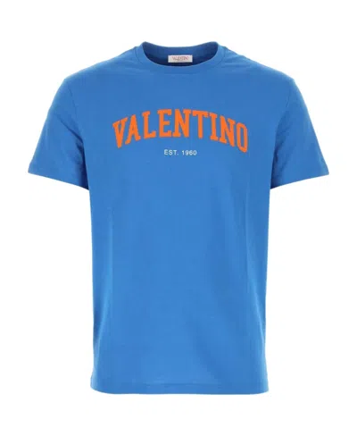 Valentino Logo-print Cotton T-shirt In Blue