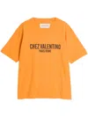 Valentino Cotton T-shirt With Chez Print In Orange